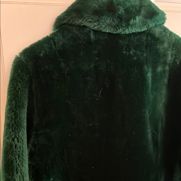Borgana Faux Fur Coat Styled by Russell Taylor Emerald Green Women's M US vtg - Picture 8 of 12